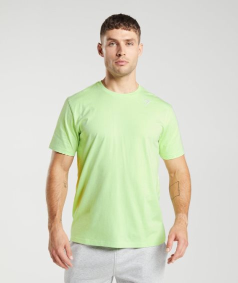 Men's Gymshark Crest T-Shirts Green | CA 06735N